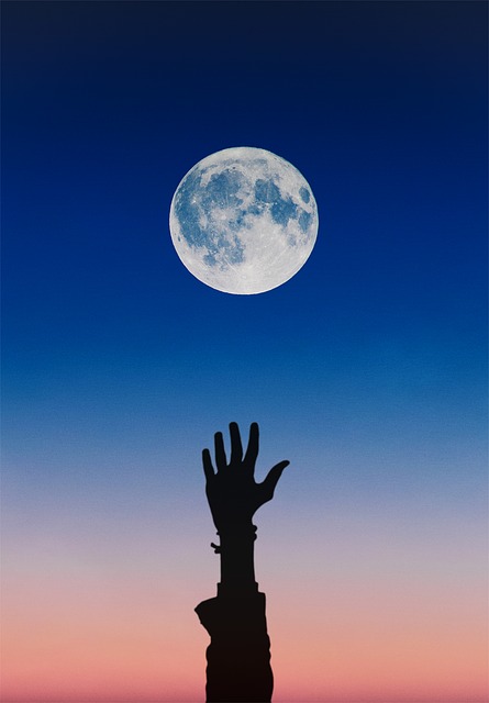 Moon Sky Blue Hand Arm Night  - _Vane_ / Pixabay
