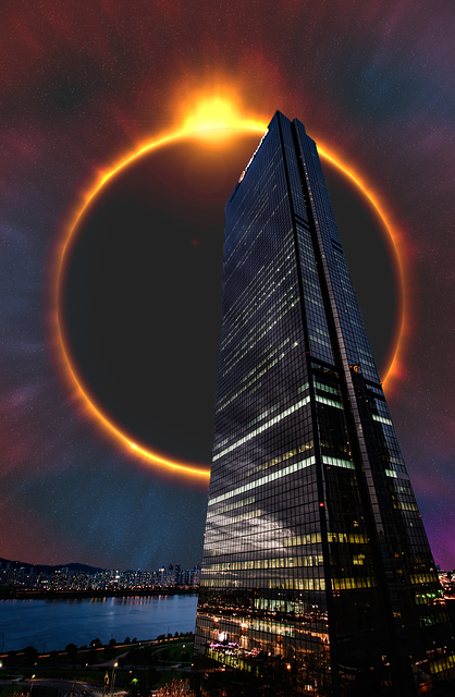 Skyline Moon Night Sky Skyscraper  - claws6262 / Pixabay